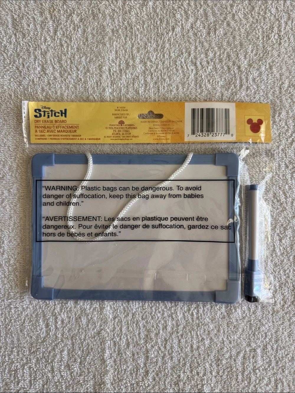 Disney Stitch Blue Dry Erase Board with Marker